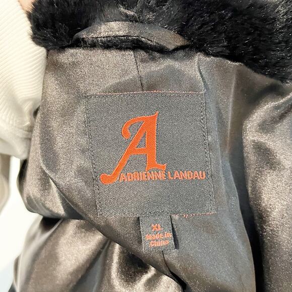 Adrienne Landau Button Up Lined Faux Fur Coat Jacket Black XL - Picture 2 of 5